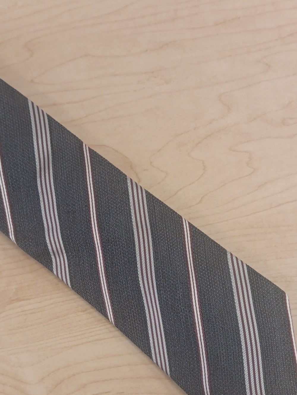 Armani Collezioni Black Tie with White and Pink Stripe Pattern